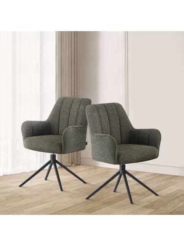 DUBI Möbel 2er-Set: Drehstuhl THOMAS-ZARA in Grün - (B)58 x (H)87 x  (T)62 cm