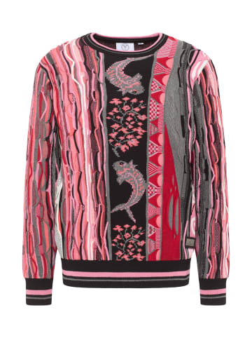 Carlo Colucci Strickpullover Donato in Schwarz / Weiß / Pink