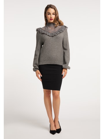 faina Damen Strickpullover in Grau Melange