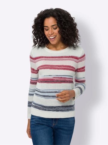 Sieh an! Jacquard-Pullover in ecru-rot-geringelt