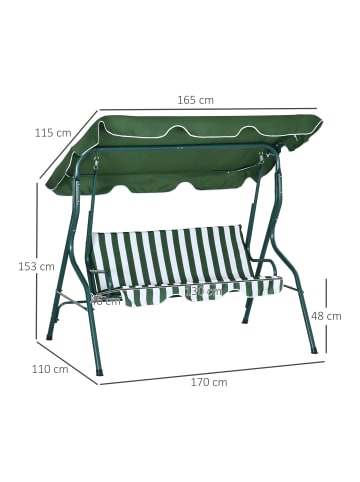 Outsunny Hollywoodschaukel 170L x 110B x 153H cm Grün