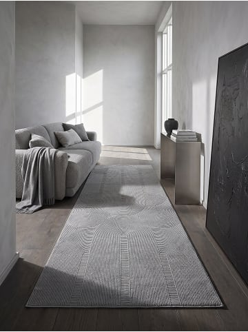KADIMA DESIGN KASOS Kurzflorteppich Grau 80x150 Geometrisch Polyester Waschbar in Grau