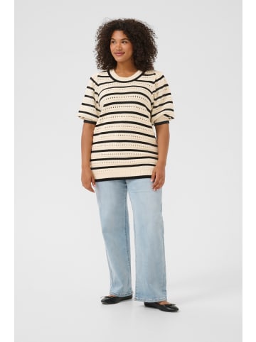 KAFFE curve Strickpullover KCevalyn in Turtledove / Black Stripe