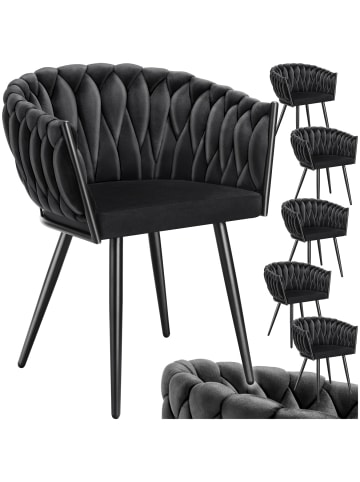 tectake Samtstuhl gepolstert, mit Samtbezug, Knotendesign, 60,5 x 55 x 75 cm