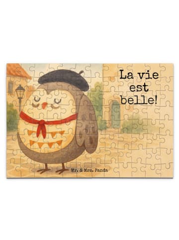 Mr. & Mrs. Panda Puzzle Eule Frankreich Design mit Spruch in Weiß