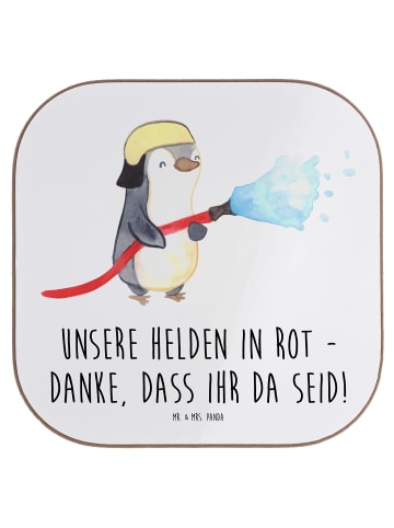 Mr. & Mrs. Panda Getränkeuntersetzer Feuerwehrmann Helden mit Sp... in Weiß