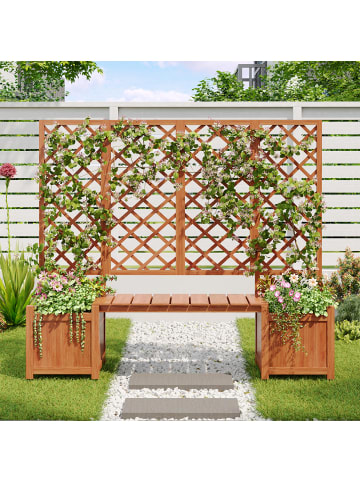 ABRIHOME Pflanzkübel in Braun Tanne mit Spalier Sitz und Rankhilfe