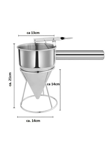 Cheffinger Teigspender mit Ständer aus Edelstahl Teigportionierer Fülltrichter in Grau