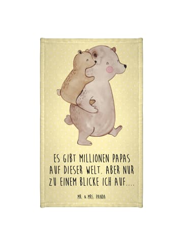 Mr. & Mrs. Panda Handtuch Papa Bär mit Spruch in Gelb Pastell