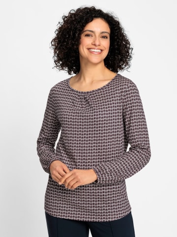 WITT WEIDEN Langarmshirt in burgund-anthrazit-bedruckt