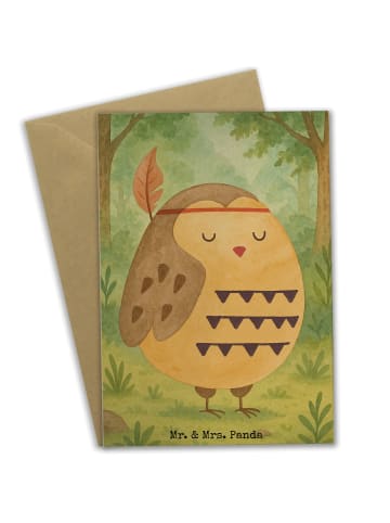 Mr. & Mrs. Panda Glückwunschkarte Eule Federschmuck Design ohne ... in Weiß