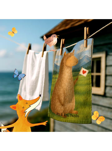 Mr. & Mrs. Panda Handtuch Alpaka Fahne Design ohne Spruch in Weiß