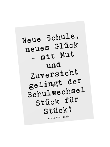 Mr. & Mrs. Panda Postkarte Spruch Einen Schulwechsel bewältigen ... in Weiß
