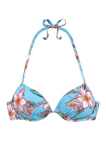 LASCANA Push-Up-Bikini-Top in hellblau-bedruckt