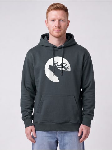 wat? Apparel Sweatshirt Röhrender Hirsch in India Ink Grey