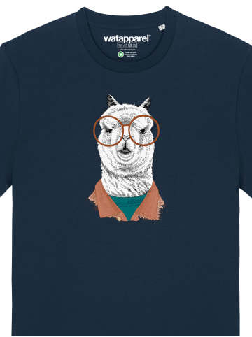 wat? Apparel T-Shirt Lama in Dunkelblau
