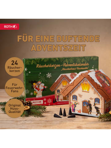 ROTH Räucherkegel-Adventskalender Haus - Feuerwehr - gefüllt in Bunt
