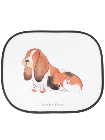 Mr. & Mrs. Panda Sonnenblende Auto Hund Basset Hound ohne Spruch in Weiß