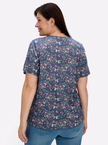 WITT WEIDEN Shirt in jeansblau-hellrosé-gemustert