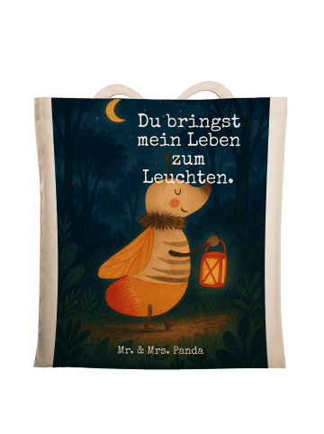 Mr. & Mrs. Panda Shopping Tasche Glühwürmchen Design mit Spruch in Weiß