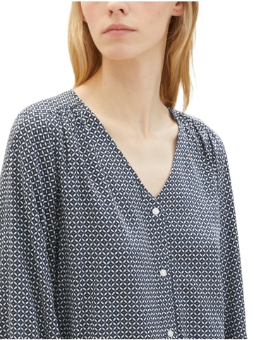 Tom Tailor Bluse PRINTED V-Neck 3/4 in Blau