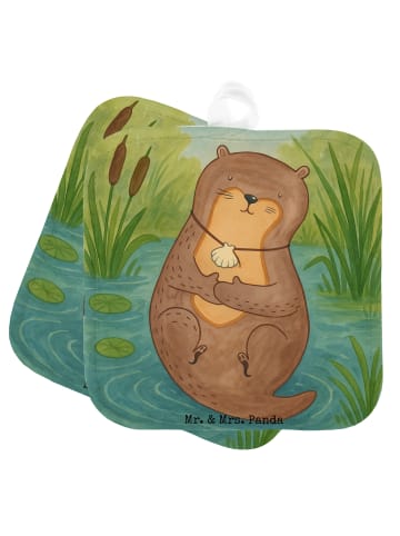 Mr. & Mrs. Panda topfhalter Otter Muschel Design ohne Spruch in Weiß