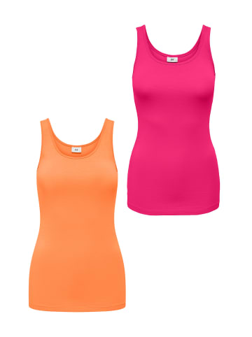 JACQUELINE de YONG Tank Top 2-er Stück Pack Ärmelloses Basic Shirt Set JDYAVA in Rot-Orange