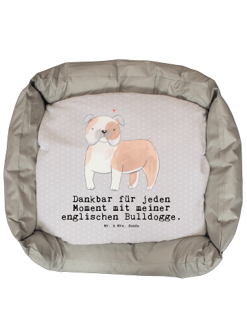 Mr. & Mrs. Panda Hundebett Englische Bulldogge Moment mit Spruch in Grau Pastell