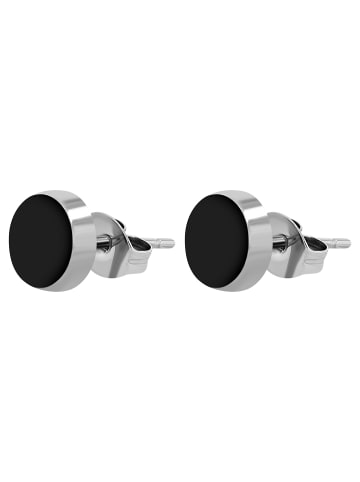 Adeliás Unisex Ohrringe – Ohrstecker aus Titan mit Strass Steinchen in schwarz