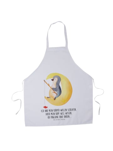 Mr. & Mrs. Panda Kochschürze Pinguin Mond mit Spruch in Weiß