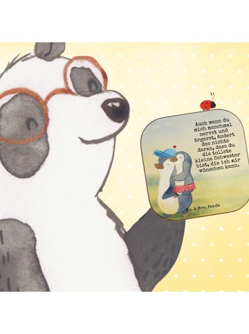 Mr. & Mrs. Panda Holzuntersetzer Pinguin Kleine Schwester Design... in Weiß