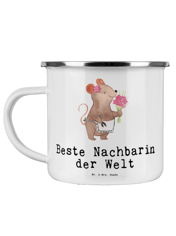 Mr. & Mrs. Panda Camping Emaille Tasse Maus Beste Nachbarin der ... in Weiß