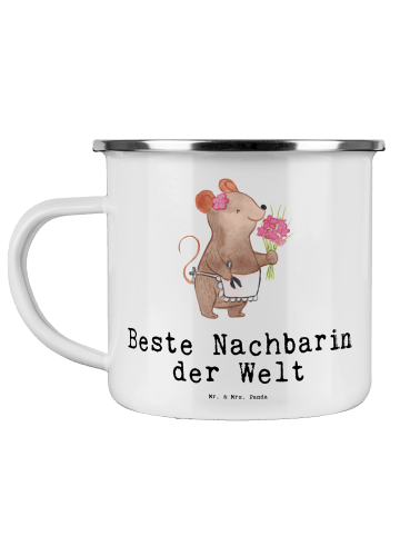 Mr. & Mrs. Panda Metallbecher Maus Beste Nachbarin der Welt mit ... in Weiß