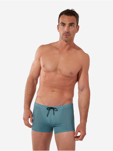 HOM Badeshorts Swim Shorts Cappuccino in blue print