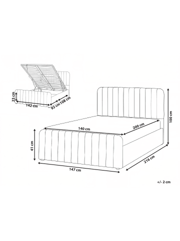 Beliani 2-tlg Doppelbett LUNAN in Weiß/Schwarz