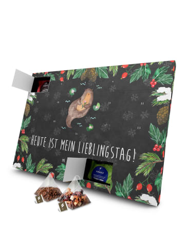 Mr. & Mrs. Panda Advents-Teekalender Otter Seerose mit Spruch in Kreidetafel