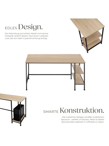 tectake Arbeitstisch mit höhenverstellbaren Kunststofffüßen, 140 x 60 x 76,5cm