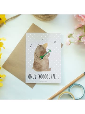 Mr. & Mrs. Panda Beileidskarte Bär Gitarre mit Spruch in Grau Pastell