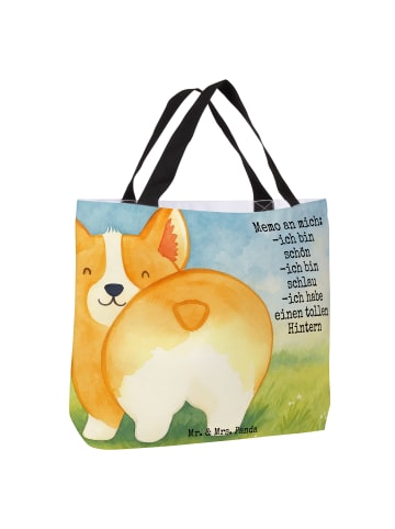 Mr. & Mrs. Panda Strandtasche Corgi Po Design mit Spruch in Weiß