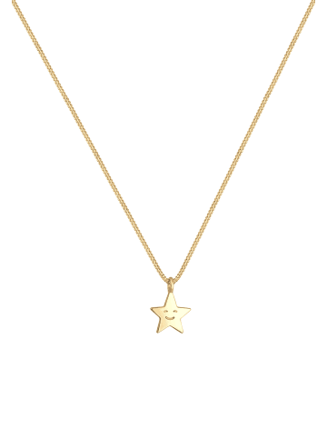 Elli Halskette 925 Sterling Silber Astro, mit Smiling Face, Smiling Face, Sterne, Stern in Gold