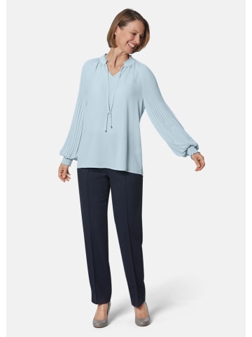 GOLDNER Kurzgröße:  Bluse Bluse mit plissierten Ärmeln in lagune