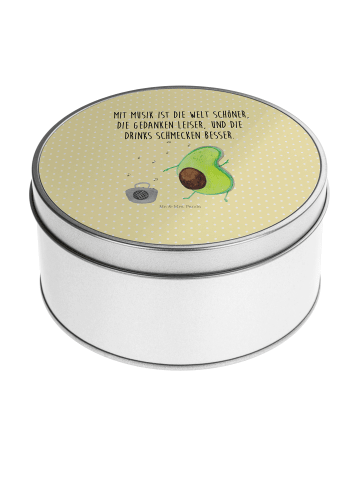 Mr. & Mrs. Panda Blechdose rund Avocado Tanzen mit Spruch in Gelb Pastell