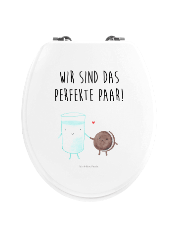 Mr. & Mrs. Panda Motiv WC Sitz Milch Keks mit Spruch in Weiß