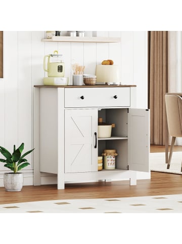 COSTWAY Sideboard Küchenschrank mit Schublade in Weiß