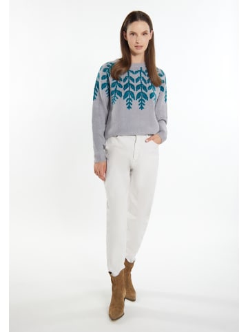 Usha Damen Strick Pullover in Grau Mehrfarbig