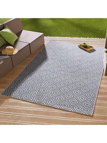 NORTHRUGS In- & Outdoor Teppich Karo blau/creme