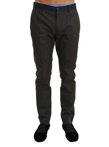 Dolce & Gabbana Grau Blau Streifen Hose Baumwolle Hose