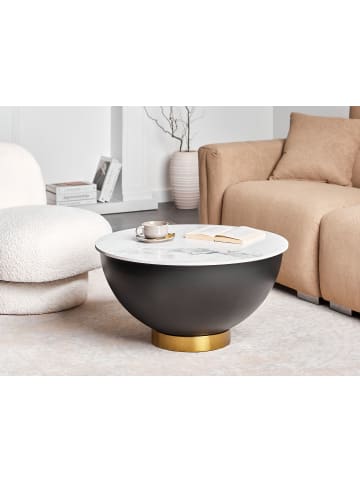 Beliani Couchtisch NADINE in Schwarz/Gold/Weiß - (W) 74 x (H) 37 x (L) 74 cm