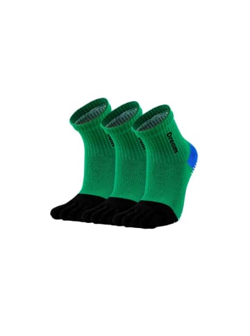 MUNADUNA 3er-Pack Yoga/Pilates Zehensocken mit Stickerei–Anti-Rutsch Grün/Schwarz