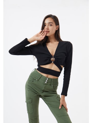 Aiki Keylook Langarmshirt Heatwaves in Schwarz